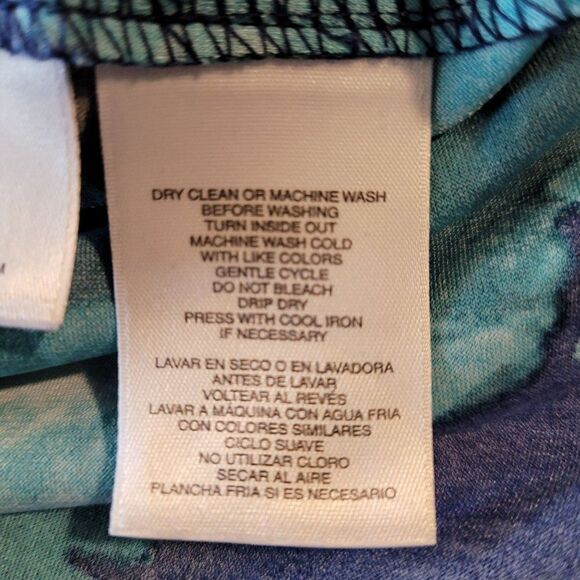 Womens Pappagallo Dress Sleeveless Scoop Neck Tea Length Aline Floral Blue M - Picture 5 of 6